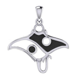 The Manta Ray with Yin Yang Symbol Silver Pendant TPD6075 - DiveSilver Jewelry